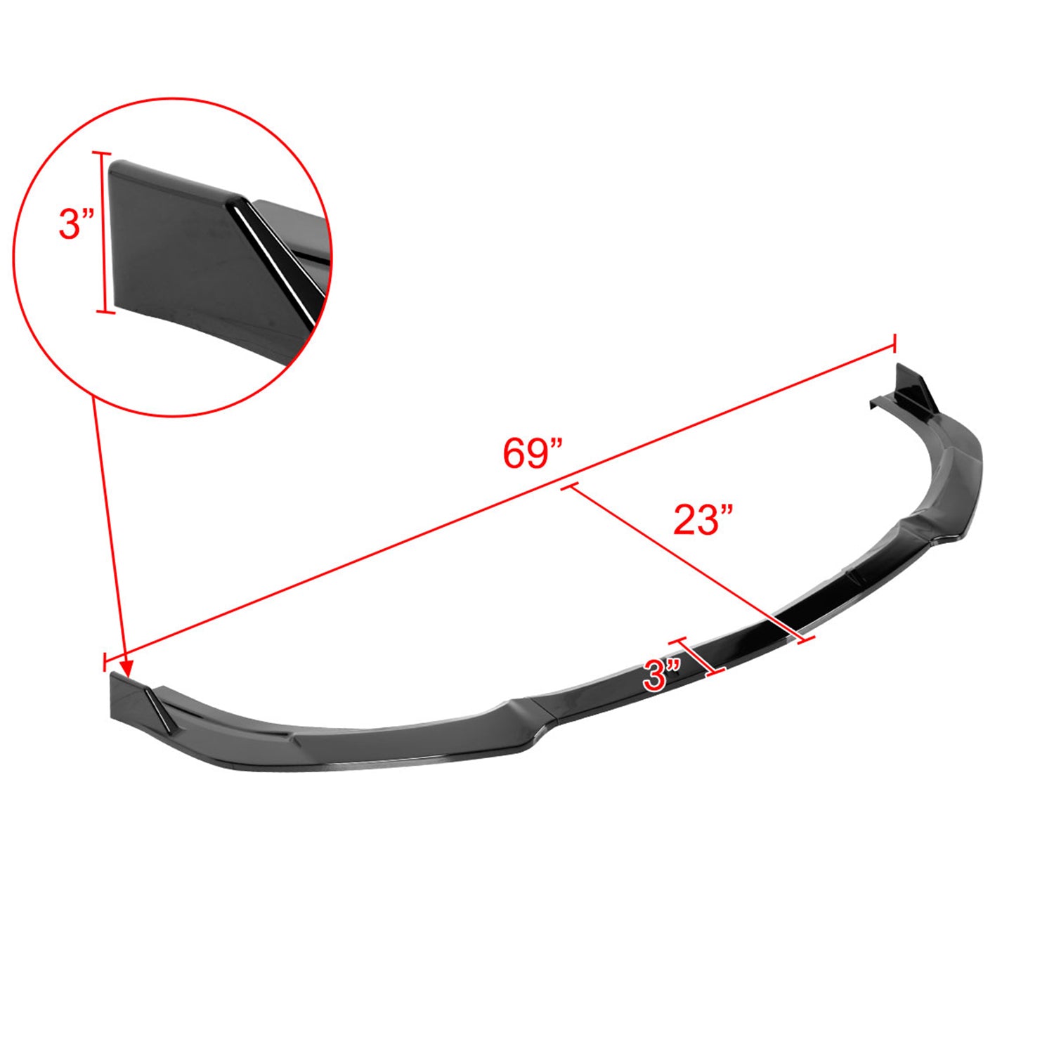 2010-2011 Mazda 3 S-Sport Glossy Black 3Pcs Front Bumper Lip Splitter Kit