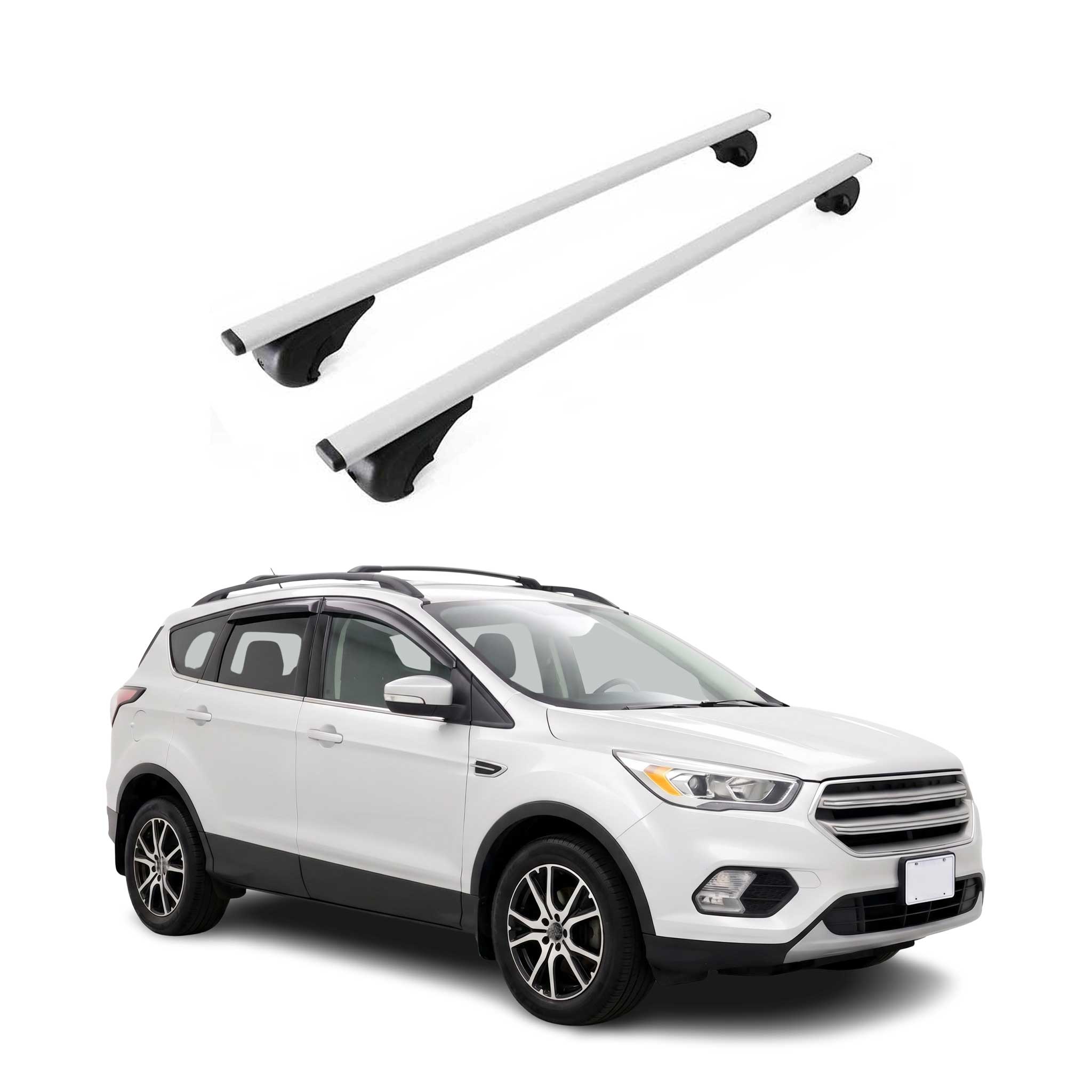 Roof Racks Cross Bars Luggage Carrier for Ford Escape 3.gen 2013-2019 Metal Gray