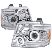 2007-2013 Chevy Avalanche/ 07-2014 Tahoe Suburban Dual Halo Headlights Chrome