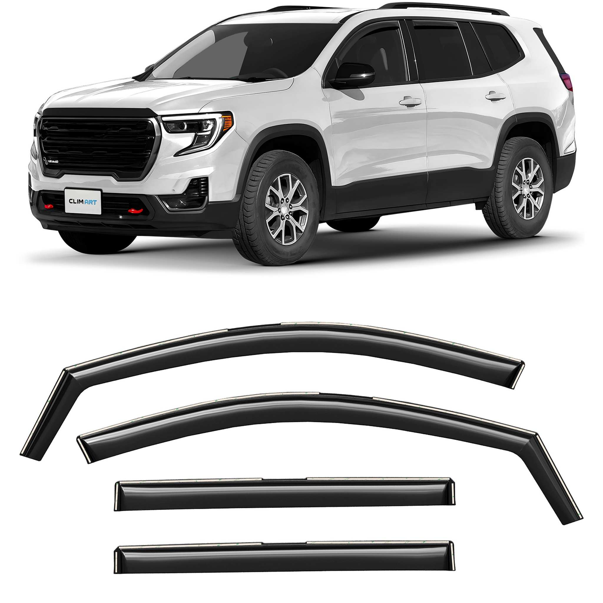 Clim Art Wind Deflectors for GMC Acadia 2024-2026 In-channel Dark Smoke 4Pcs