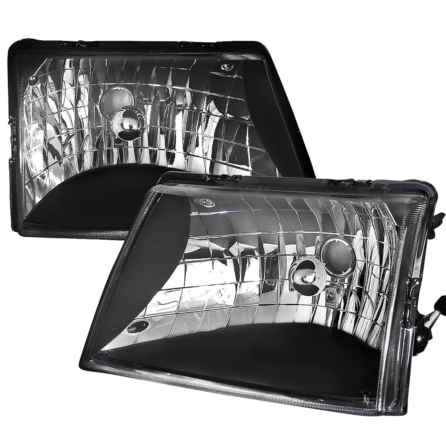 1998-2000 Ford Ranger Factory Style Crystal Headlights Matte Black/Clear Lens