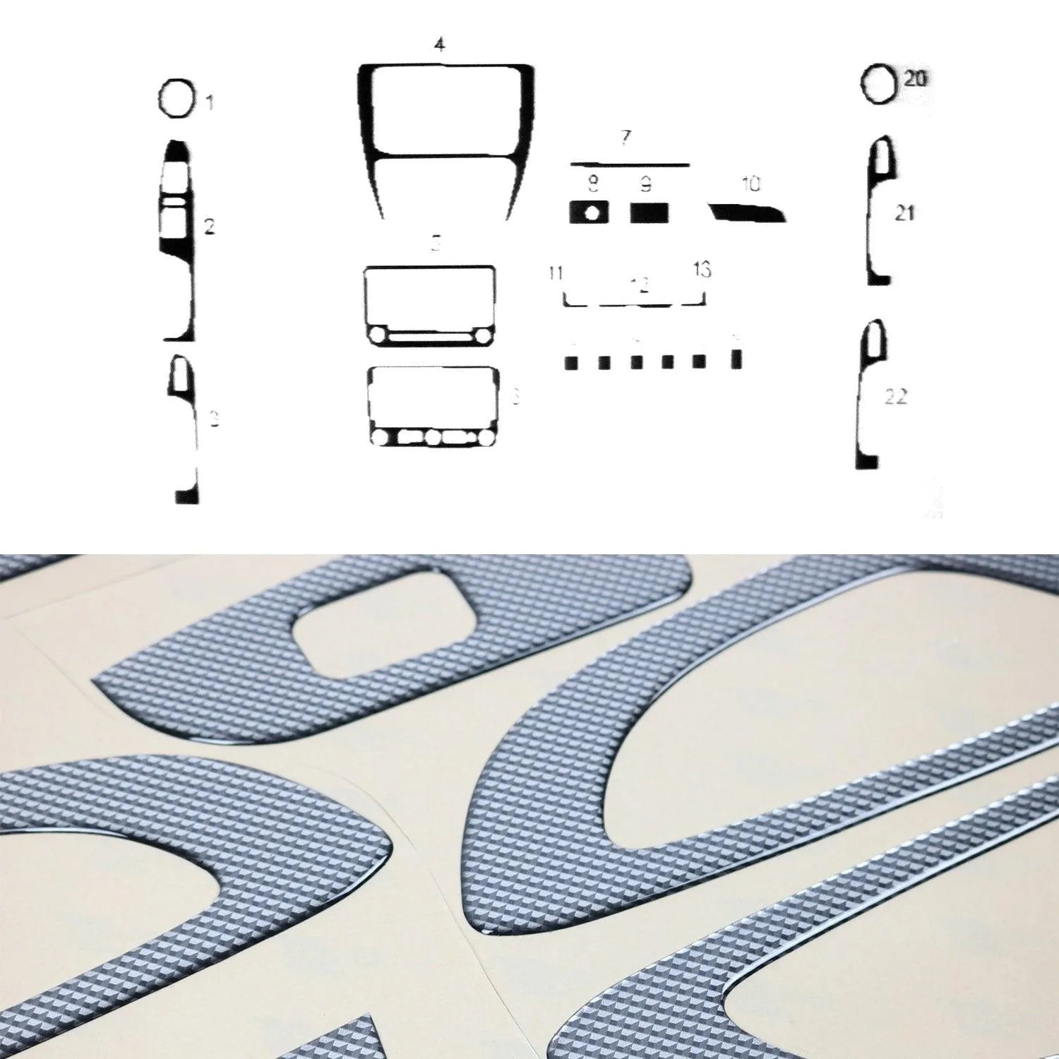 2011-2014 VW Jetta A6 Carbon Look Dashboard Console Trim Kit 22 Pcs