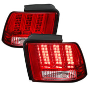 1999-2004 Ford Mustang Sequential LED Tail Lights - RS Chrome/Red Lens