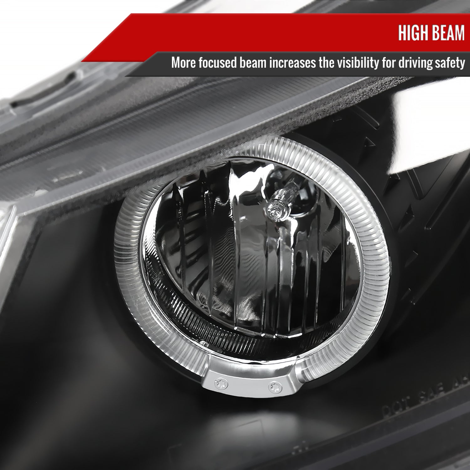 2008-2012 Honda Accord Coupe Dual Halo Projector Headlights Matte Black/Clear