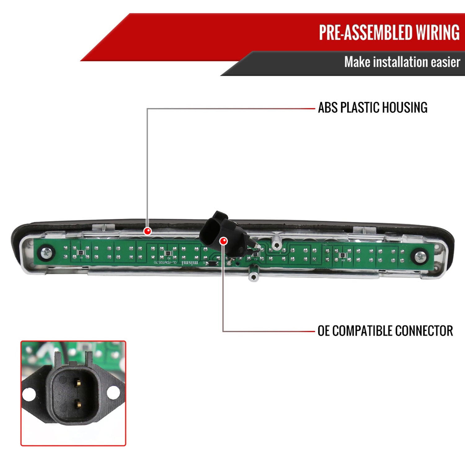 2005-2009 Ford Mustang LED 3rd Brake Tail Light Chrome Housing/Smoke Lens