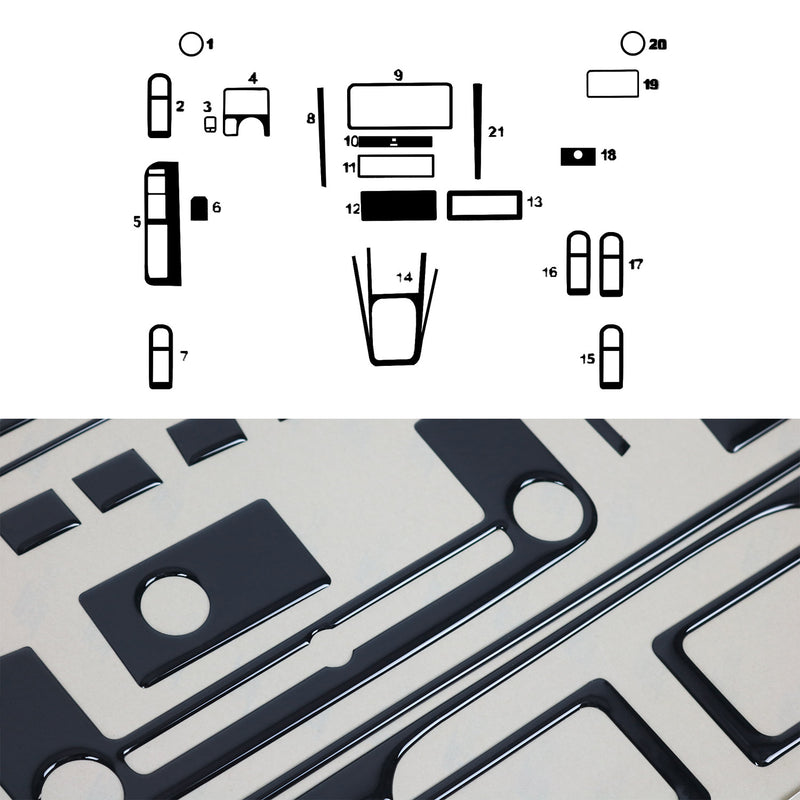 Piano Black Dashboard Console Trim Kit for VW Golf Mk4 1998-2003 21Pcs