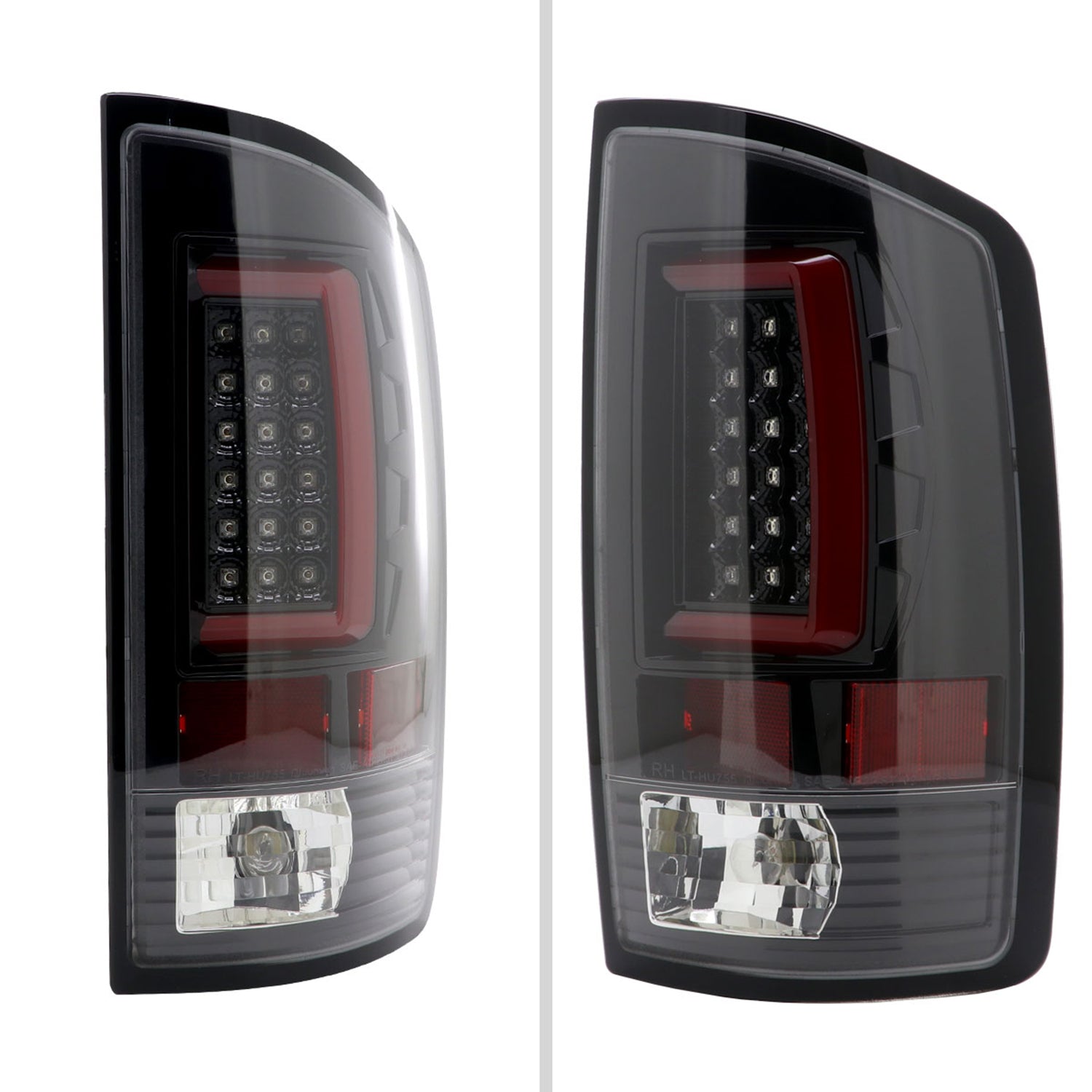 2007-2009 Dodge RAM 1500/2500/3500 Red C-Bar LED Tail Lights Jet Black/Clear