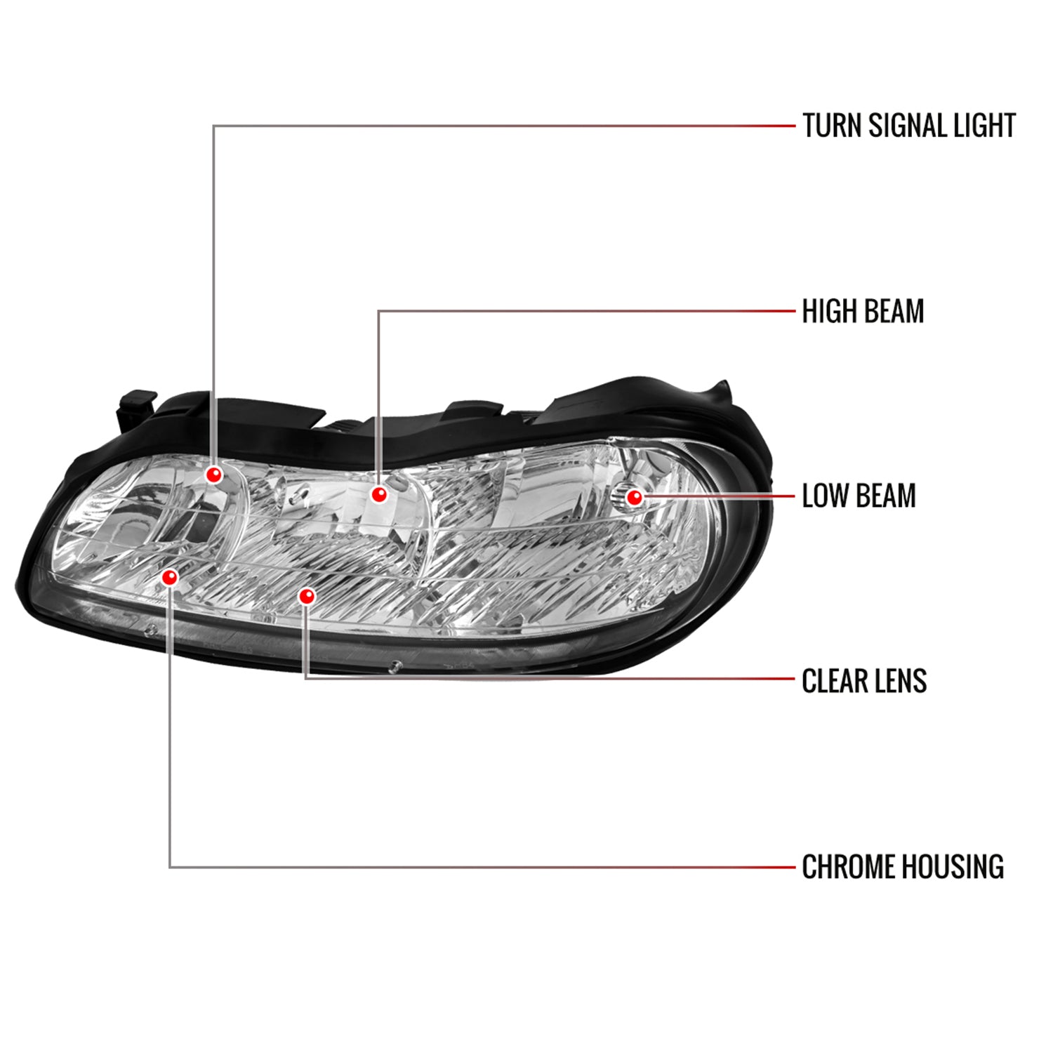 1997-1999 Oldsmobile Cutlass /Chevy Malibu /Classic Factory Headlights Chrome
