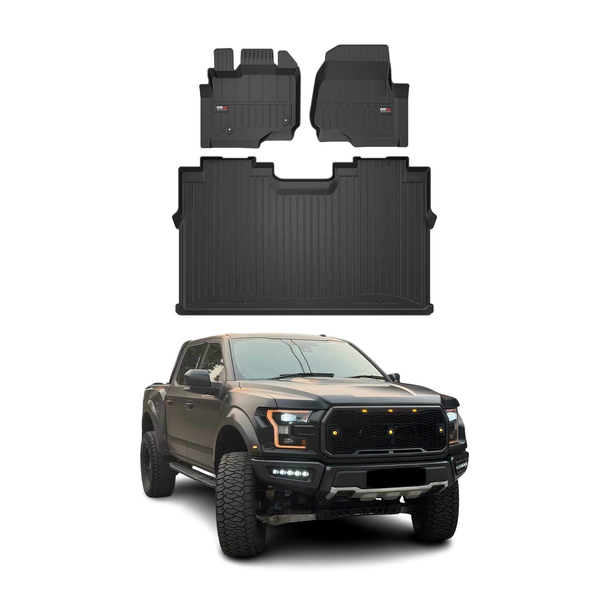 2015-2020 Ford F-150 Lightning /F-150 Raptor /F-150 Super Crew Premium Floor Mats Liners Full Set All Weather Heavy Duty