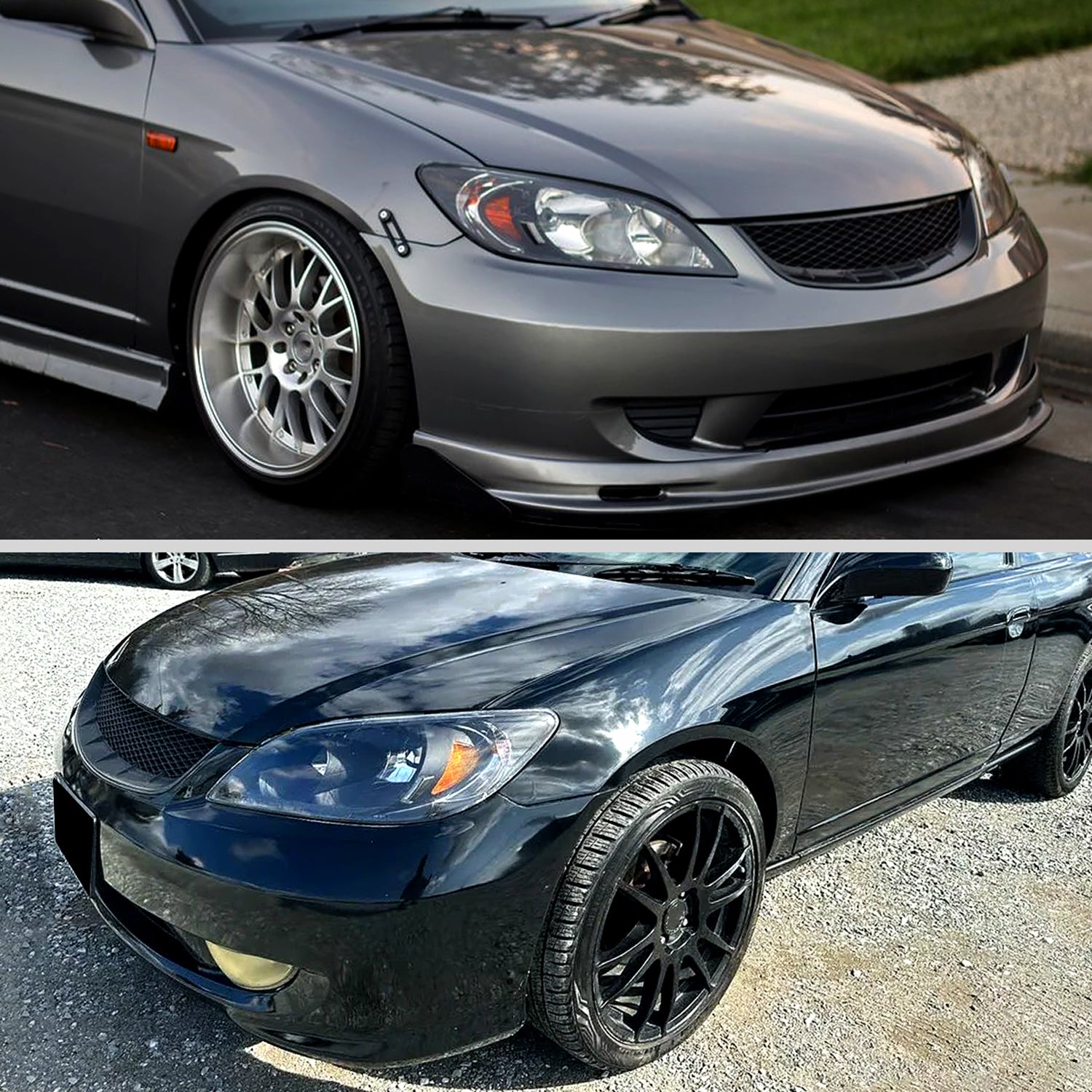 2004-2005 Honda Civic Crystal Headlights Matte Black Housing/Clear Lens