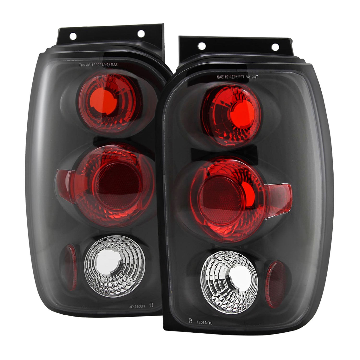 1998-2001 Ford Explorer Mercury Mountaineer Tail Lights Matte Black/Clear Lens