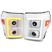2011-2016 Ford F-250/350/450/550 LED CBar Projector Headlights White Housing