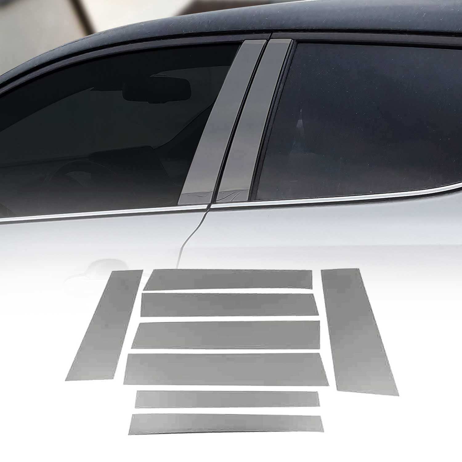 2015-2022 RAM ProMaster City Window B Pillar Posts Door Trim Stainless Steel Dark 8x