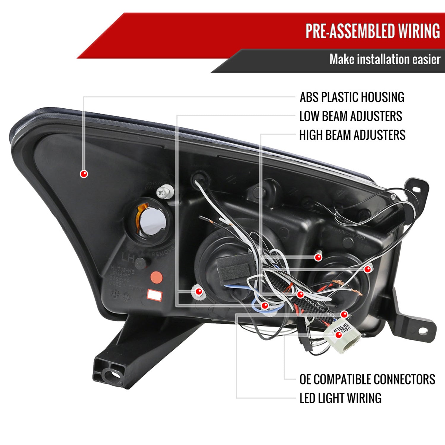 2007-2012 Dodge Caliber Dual Halo Projector Headlights Glossy Black/Smoke Lens