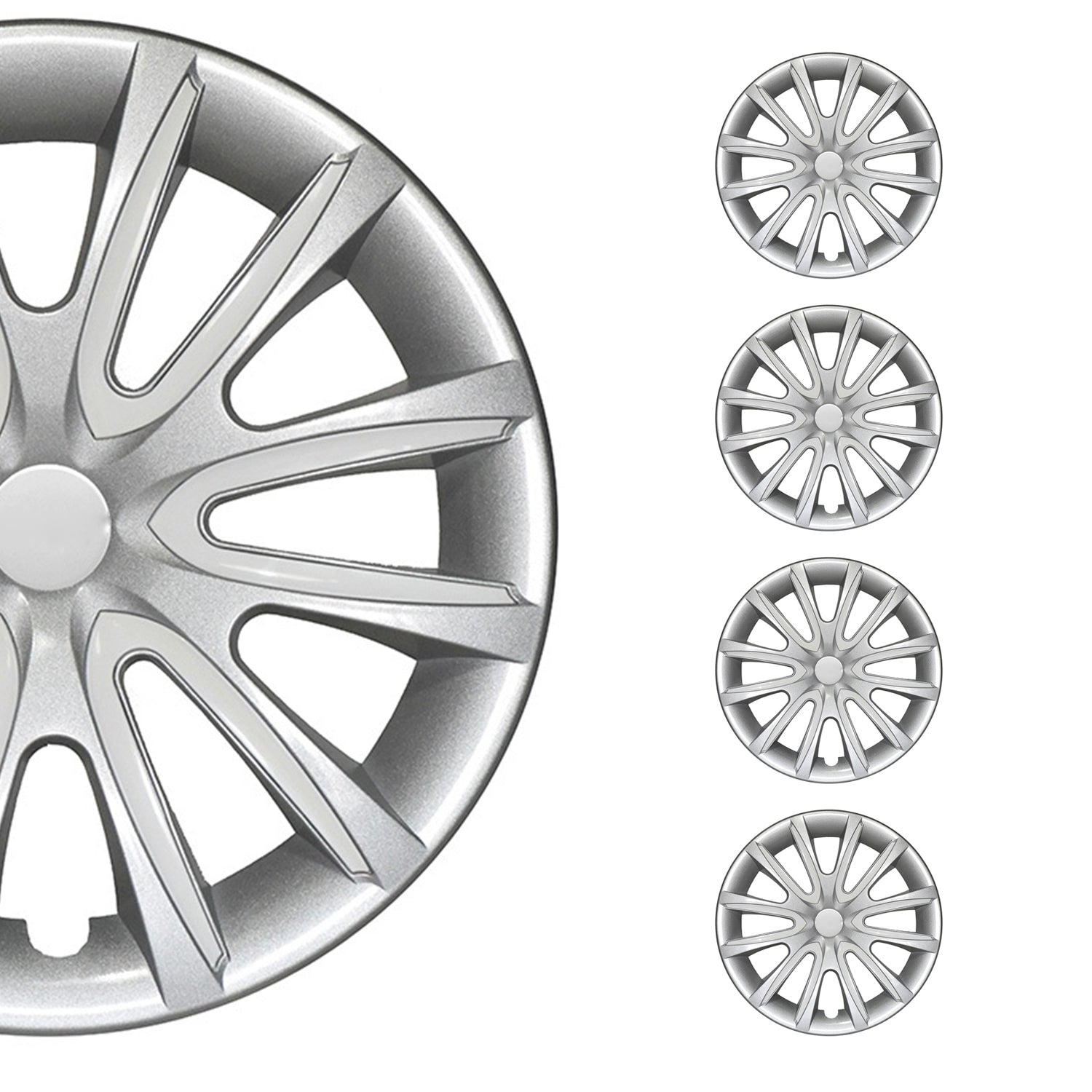 Bicolo Hub Caps Wheel Cover 14" Gray & White Full Set 4 pcs.