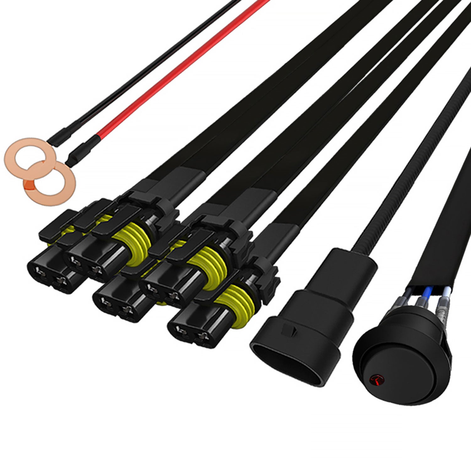 Universal 9' 12 Gauge Fog Lights Wiring Kit 1 Connector Fuse Switch & Relay