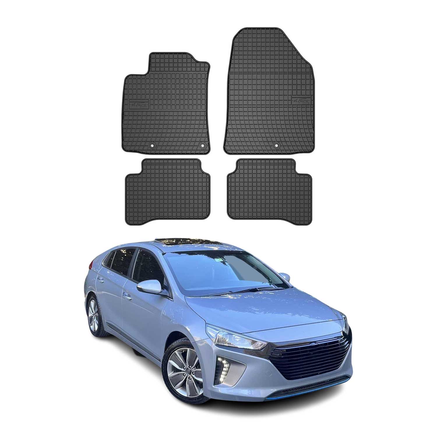 2017-2022 Hyundai Ioniq Floor Mats Liners Full Set All Weather Rubber Black