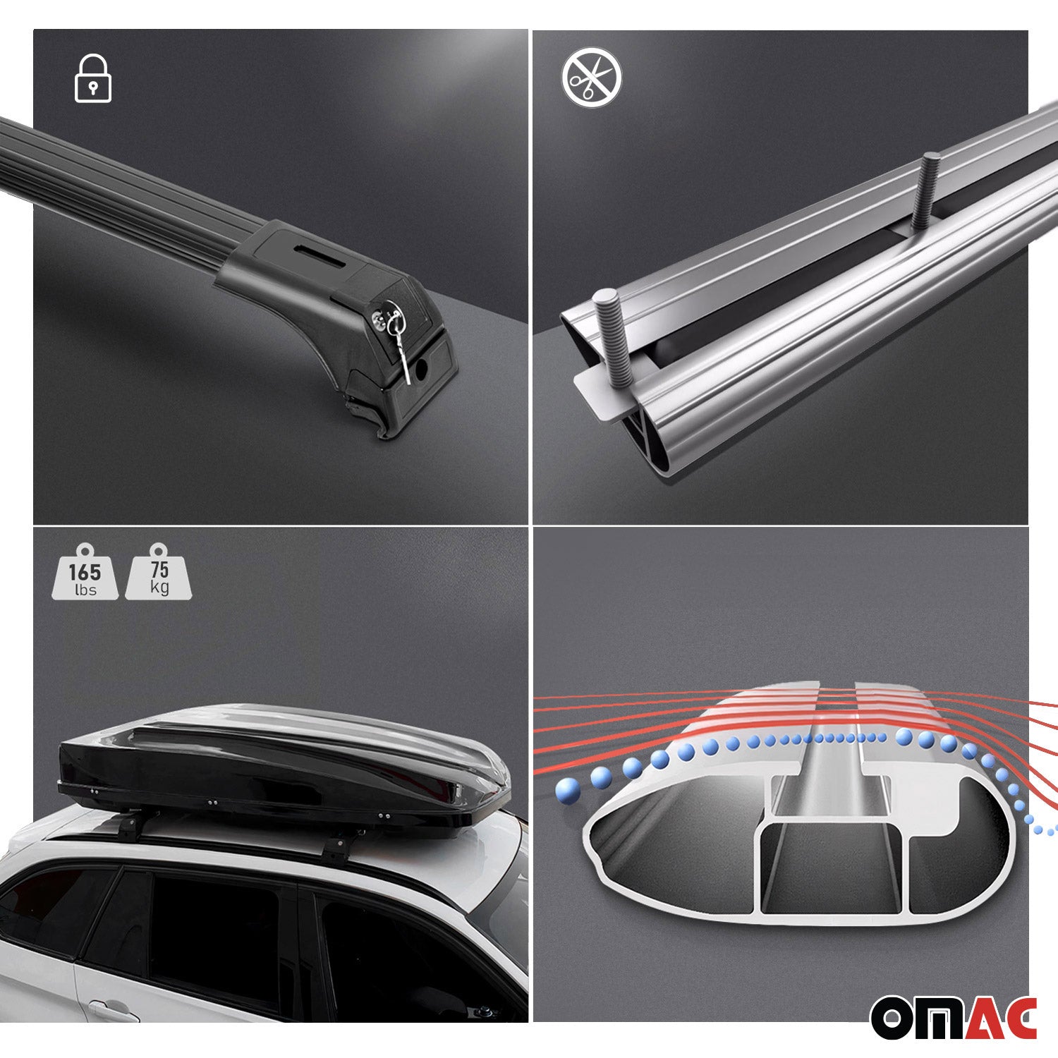 2013-2022 Buick Encore Roof Rack Cross Bars Black
