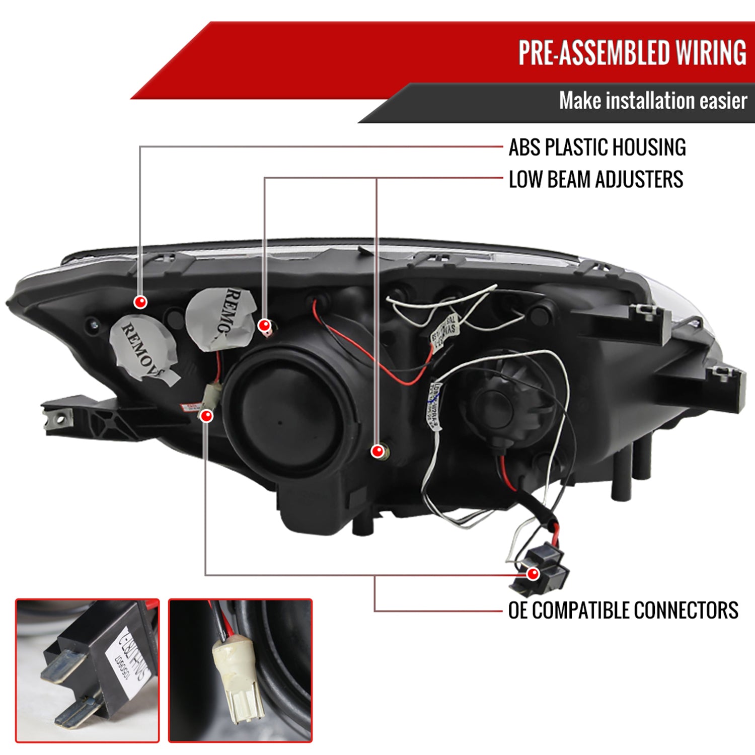 2000-2003 Honda S2000 AP1 Dual Halo Projector Headlights Chrome/Clear Lens