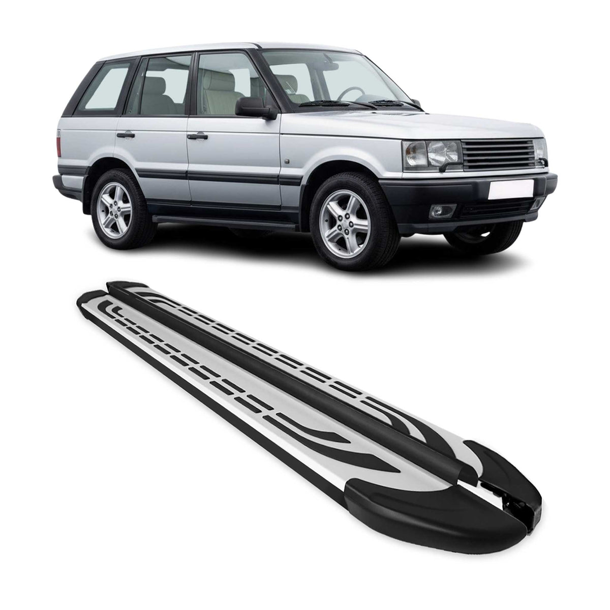 Land Rover Running Board 1994-2002 Land Rover Range Rover Running Boards Side Steps Silver & Bl ...