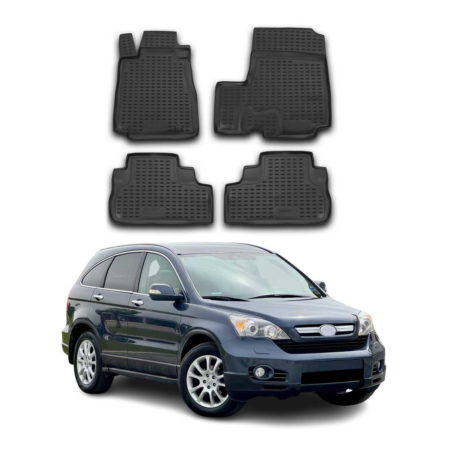 2007-2011 Honda CR-V Floor Mats Liners Full Set All Weather Black