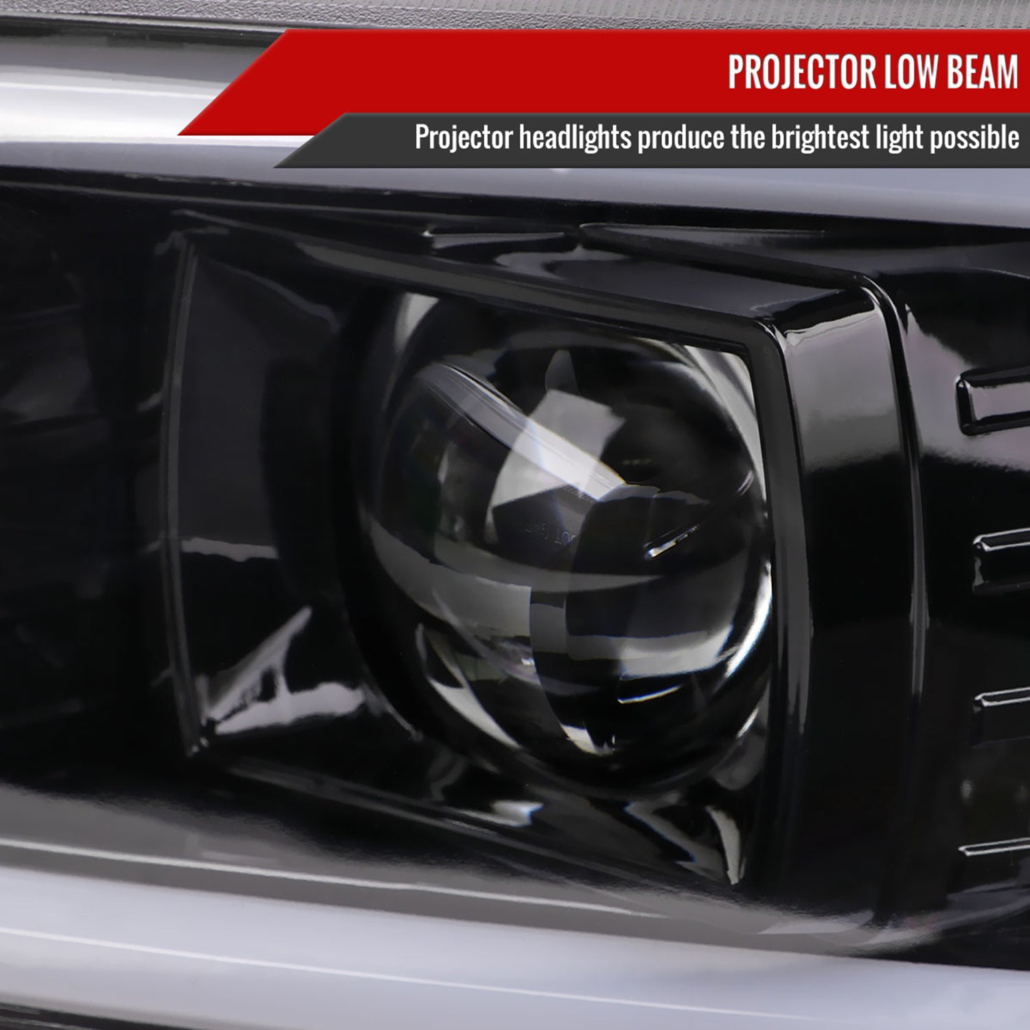 2000-2006 GMC Sierra/Denali/Yukon LED Strip Projector Headlights Glossy Black