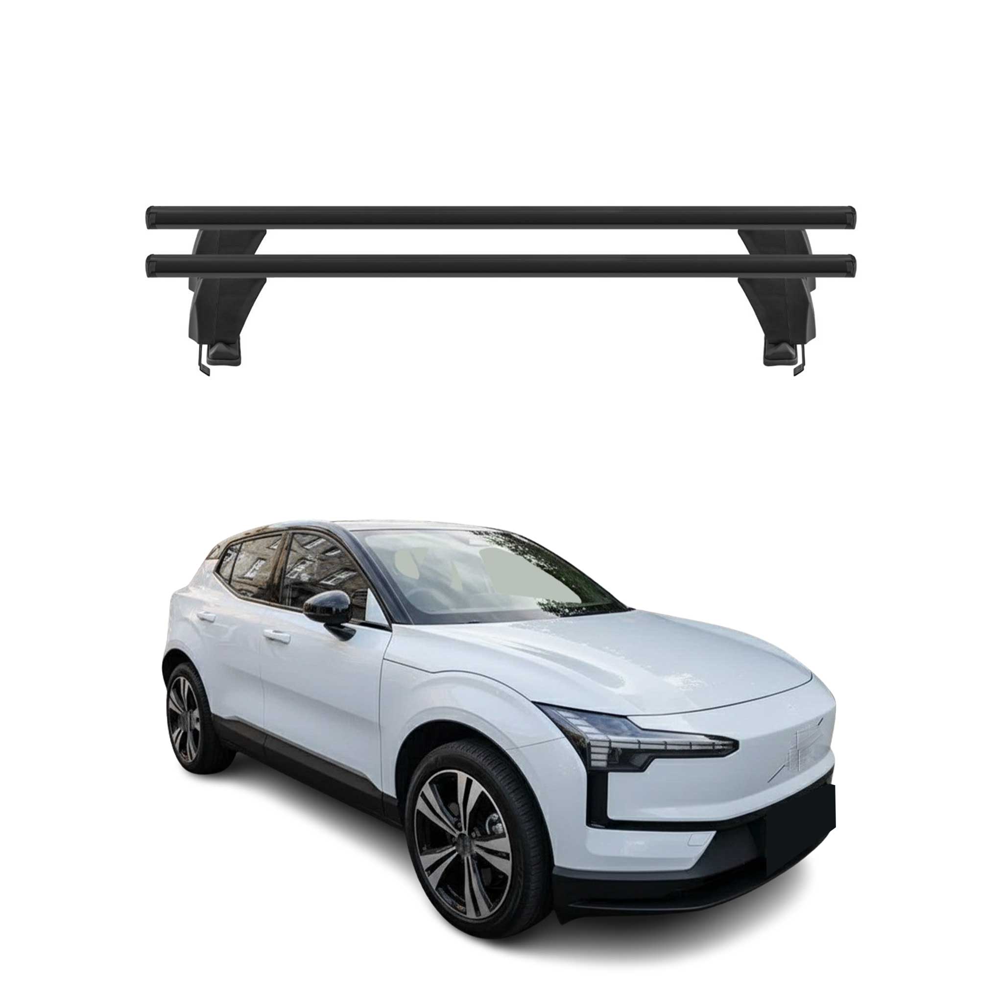 Top Roof Racks Cross Bars Luggage Carrier for Volvo EX30 2023-2025 Alu Black 2x