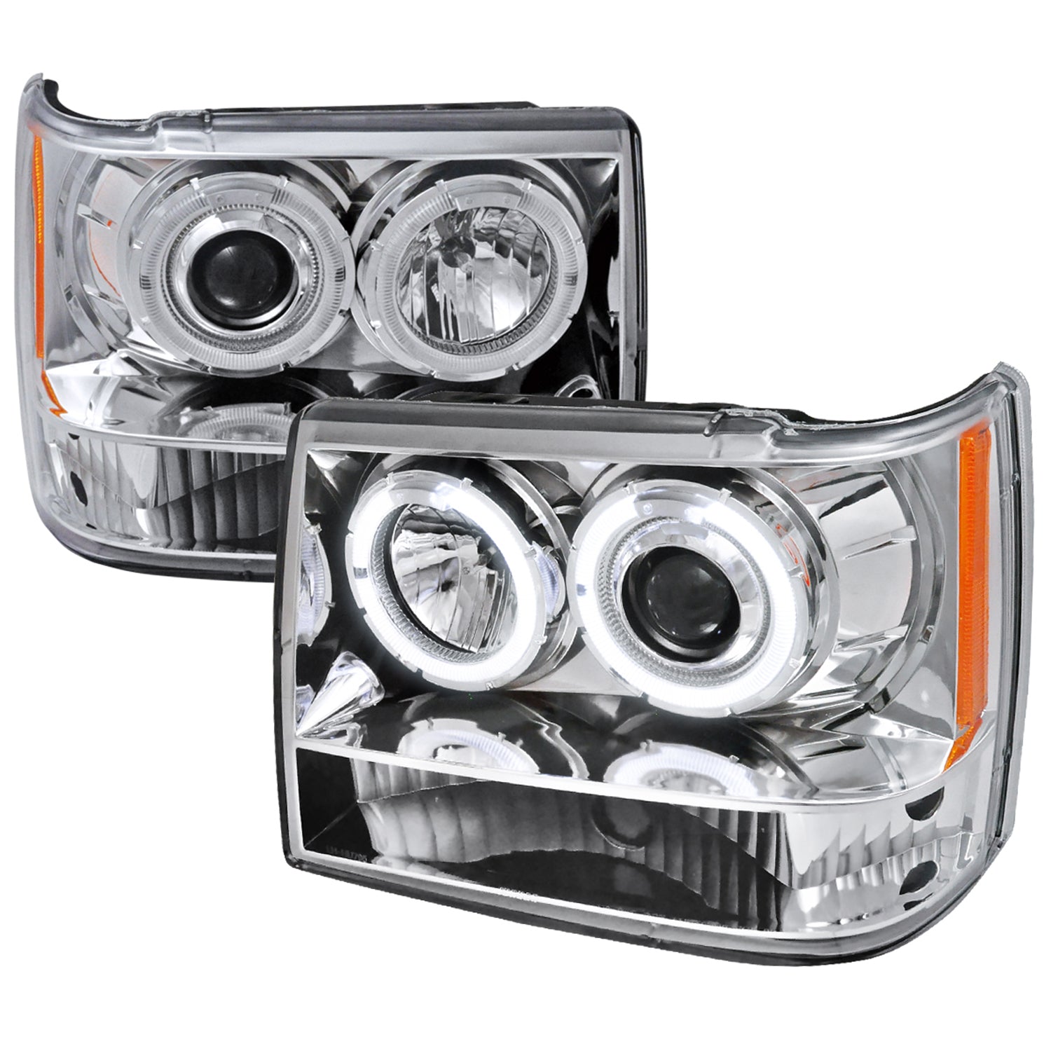 1993-1996 Jeep Grand Cherokee Dual Halo Projector Headlights Chrome/Clear Lens