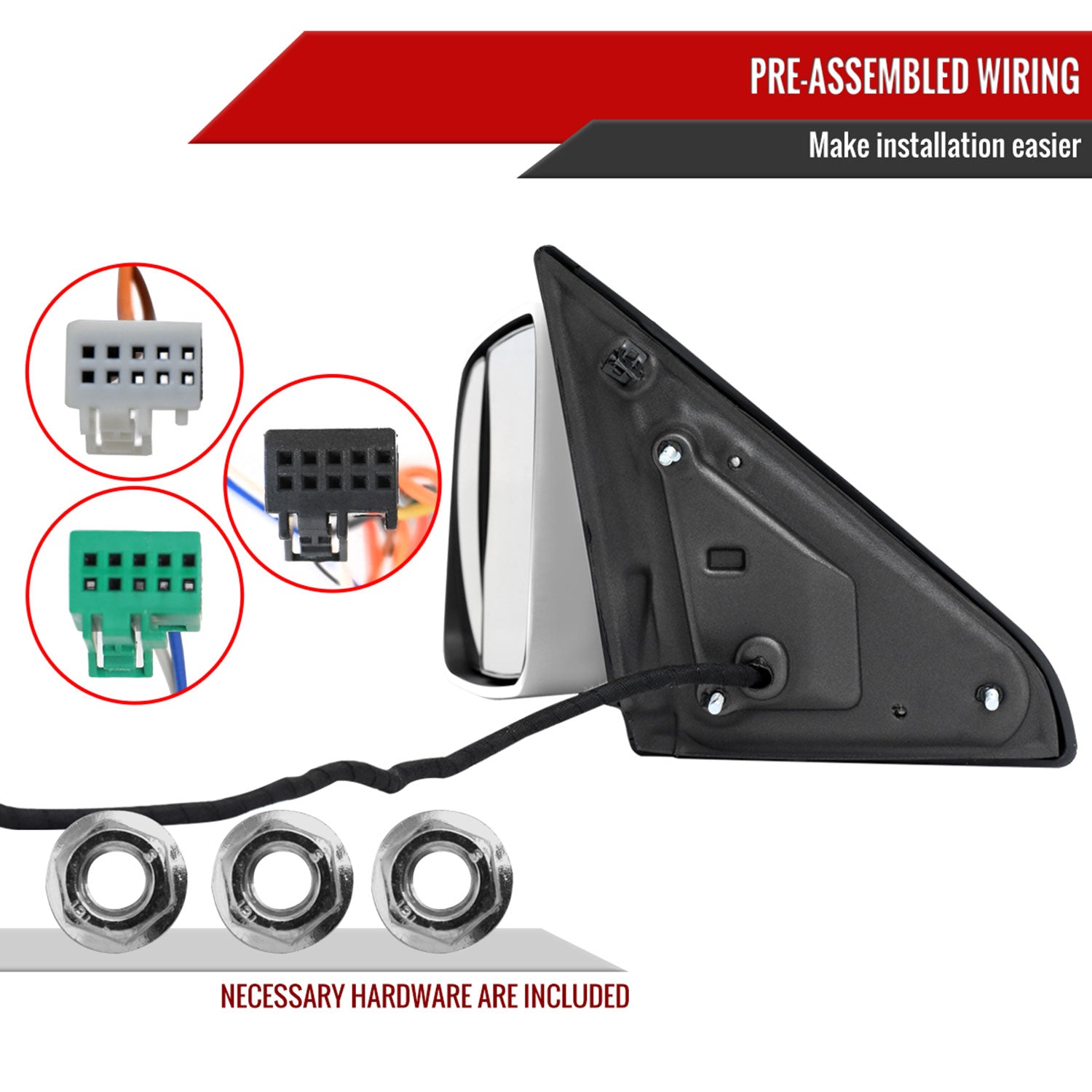 2019-2022 Ram 2500 3500 Chrome Manual Fold & Heated Side Mirror Driver Side