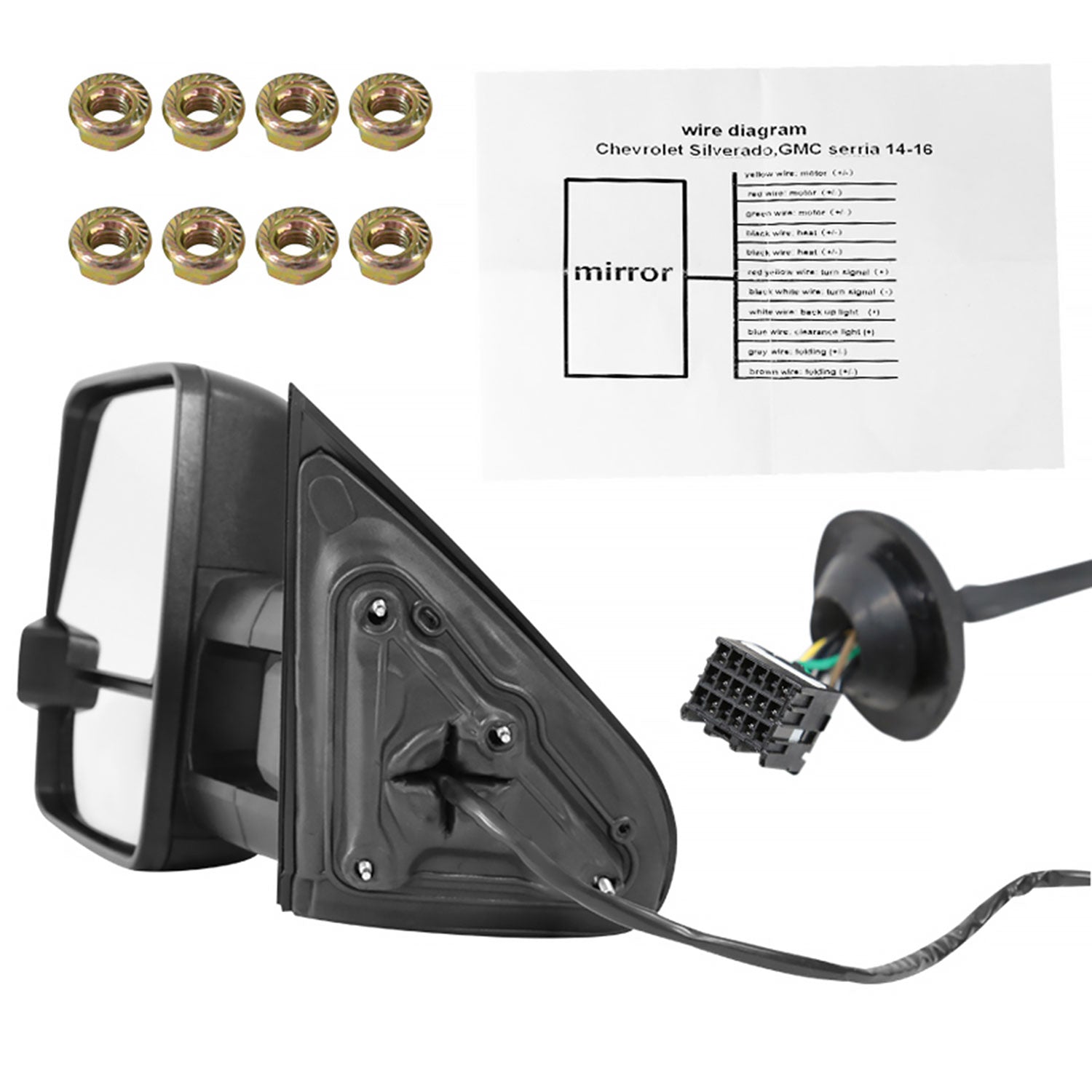 2014-2018 Chevy Silverado/ Sierra Folding Heated & Manual Side Mirrors Amber