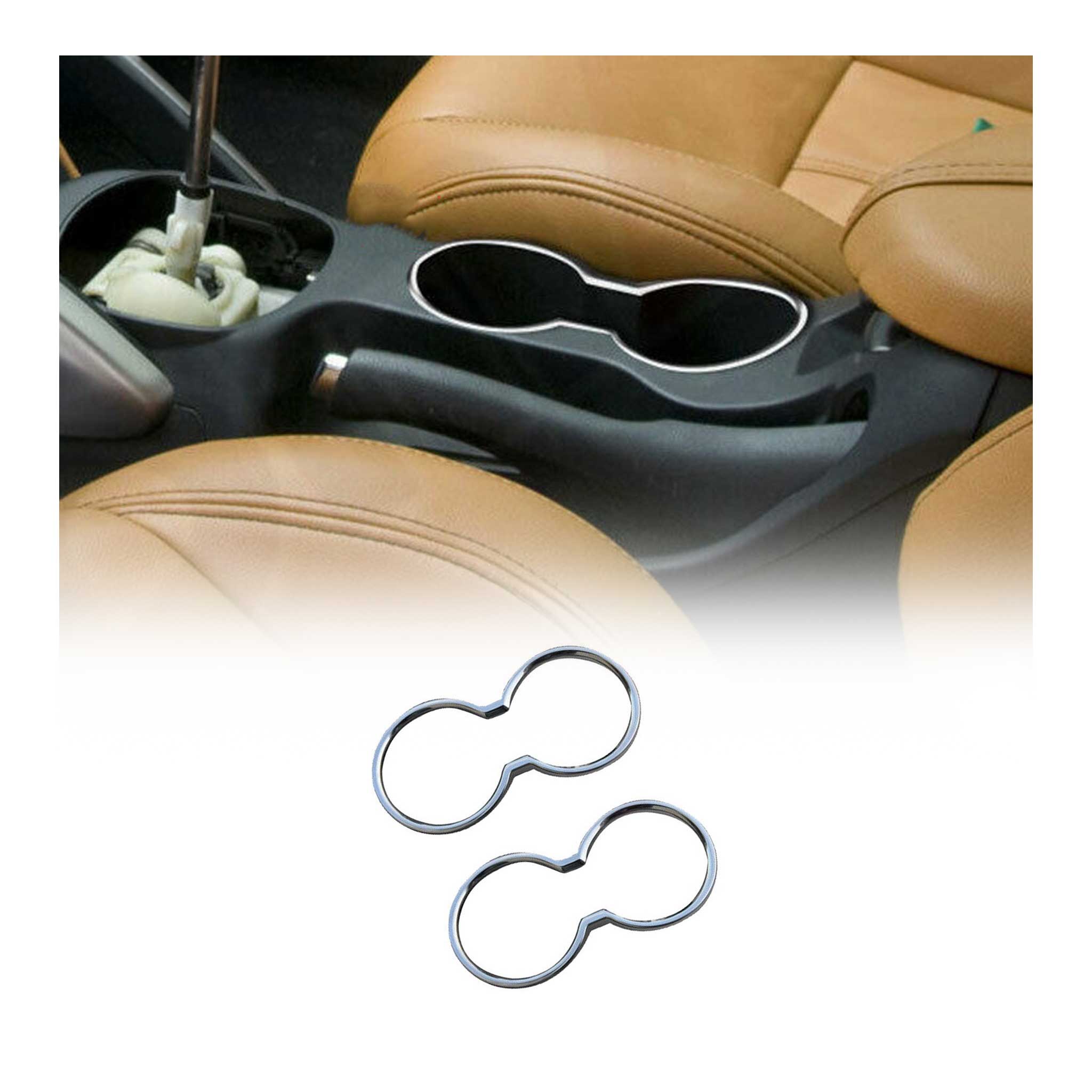 2012-2017 Hyundai Veloster Cup Holder Frame Molding Trim Silver Stainless Steel 2 Pcs