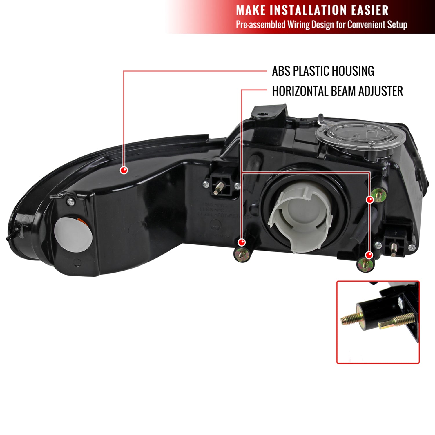 1996-2000 Dodge Caravan Chrysler Voyager/Town&Country Crystal Headlights Black