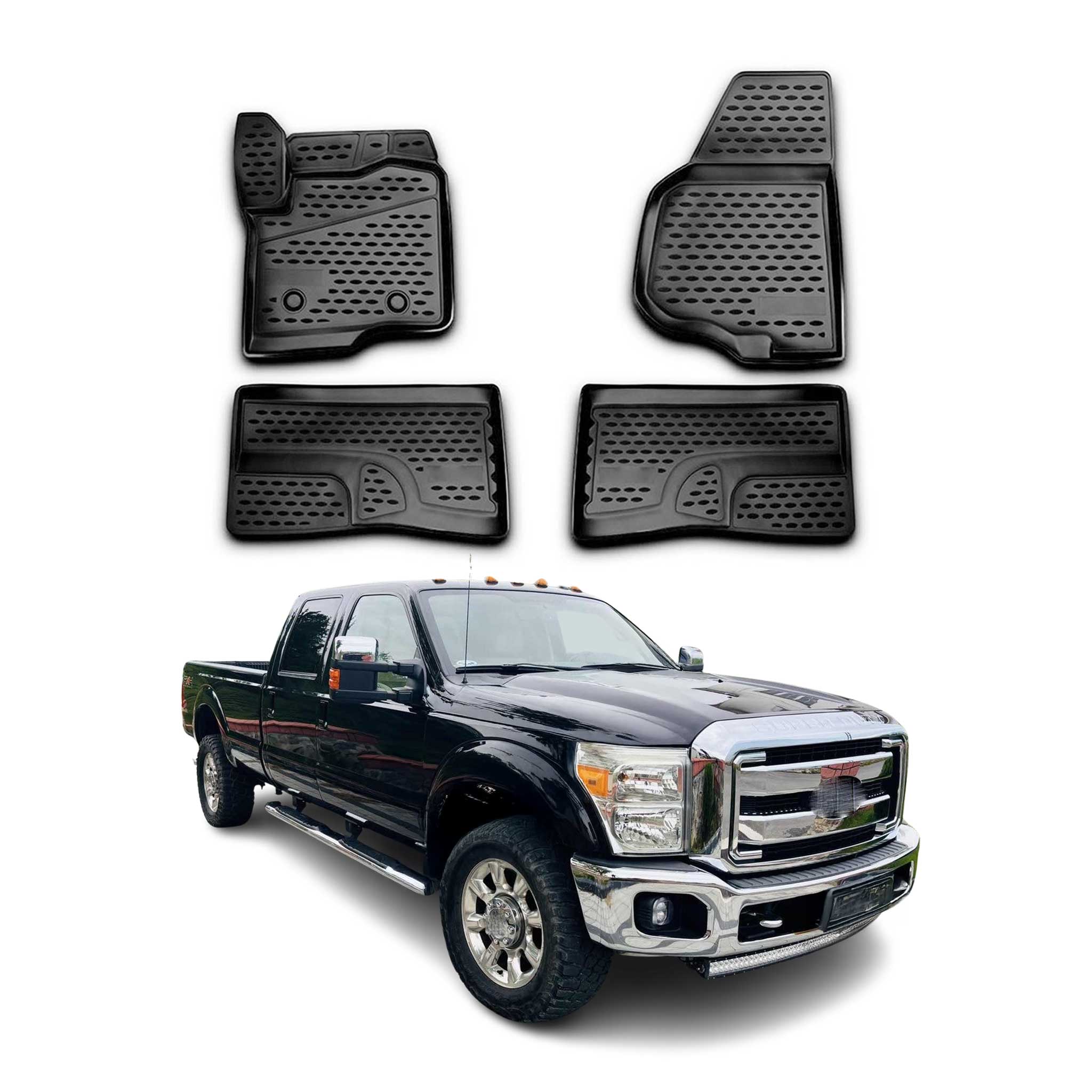 2011-2016 Ford F-350 Floor Mats Liners Full Set All Weather Black