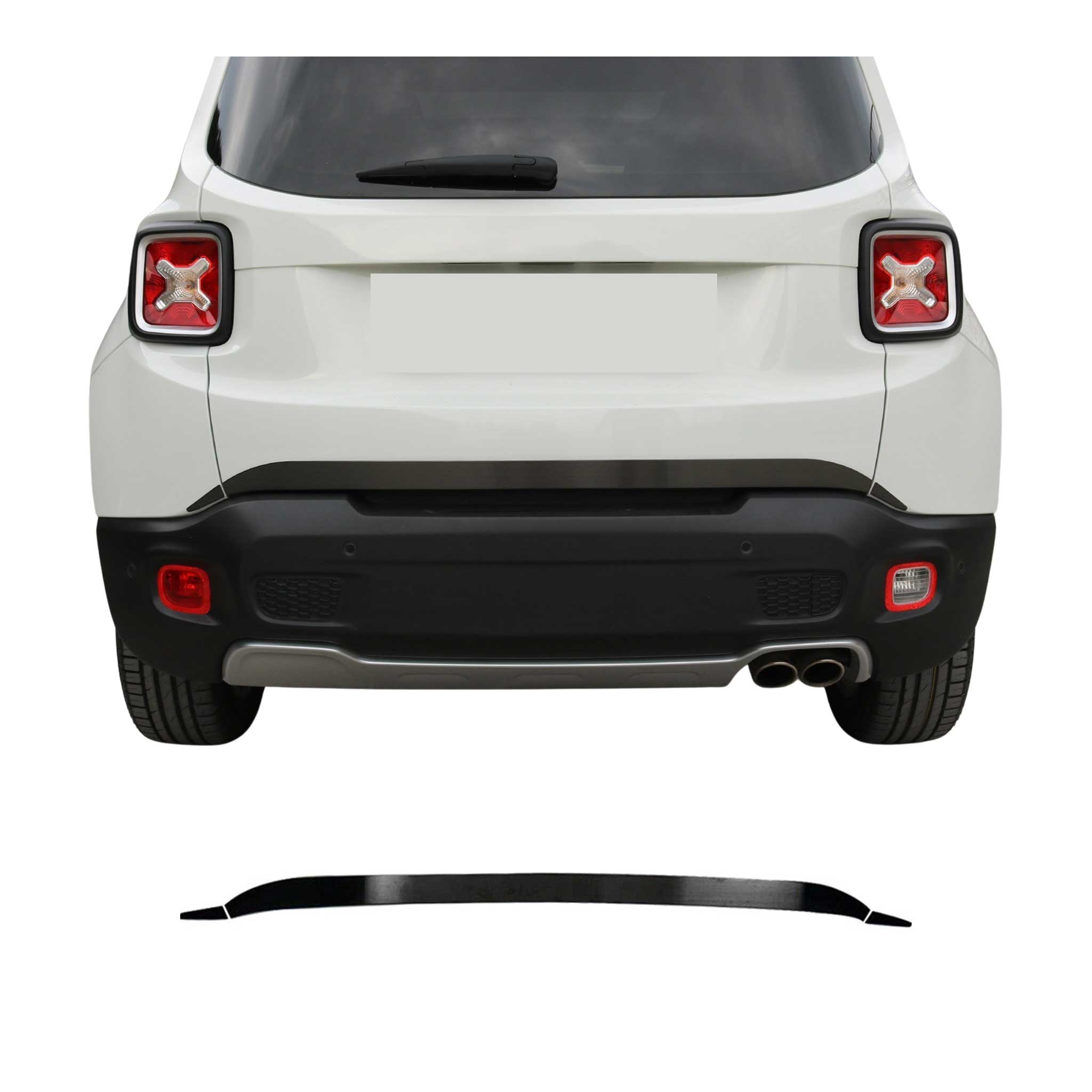 2015-2018 Jeep Renegade Rear Trunk Molding Trim Brushed Steel Dark 3 Pcs