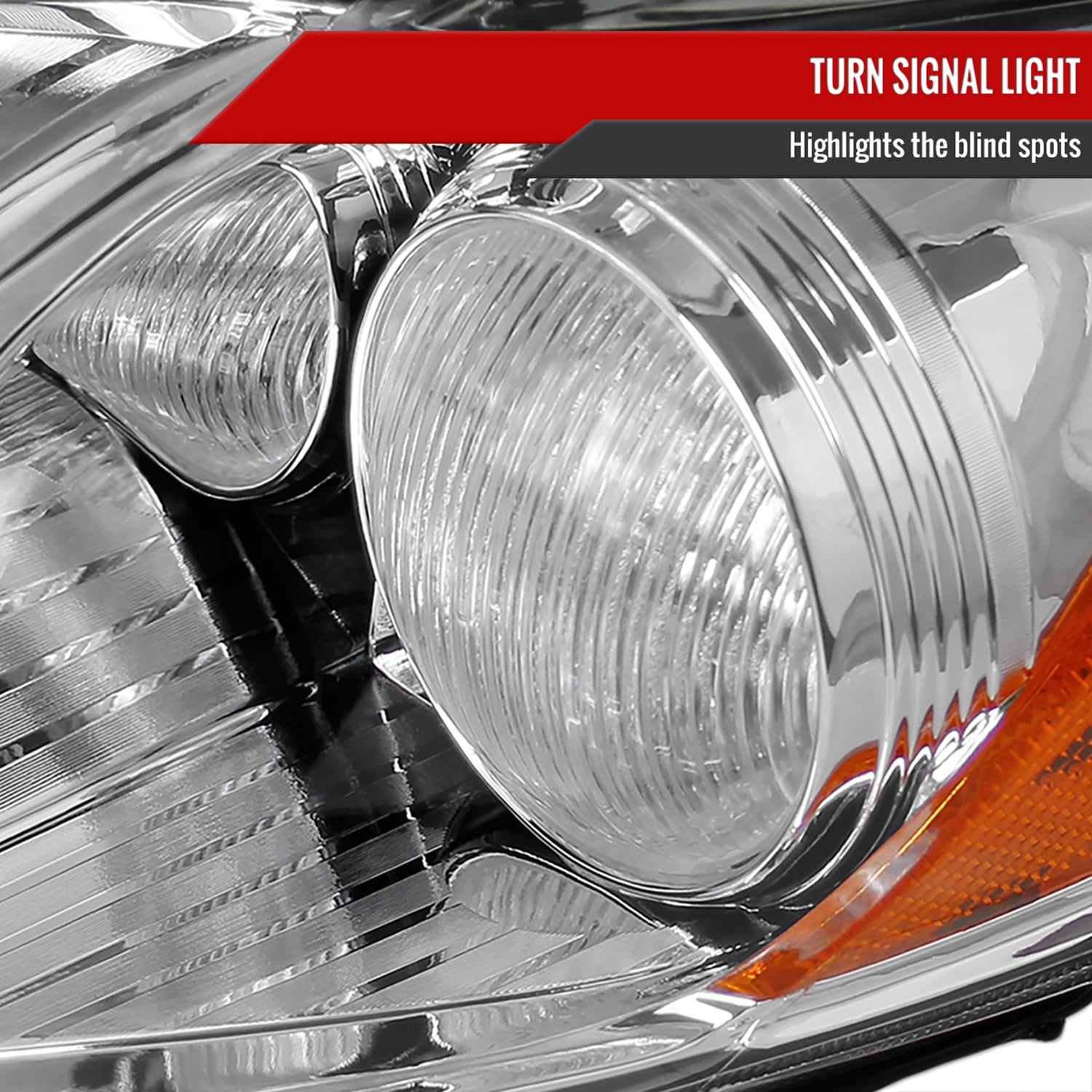 2007-2009 Toyota Camry Projector Headlights w/ Amber Reflectors Chrome/Clear