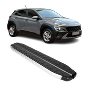 2018-2023 Hyundai Kona Running Boards Side Steps Silver & Black