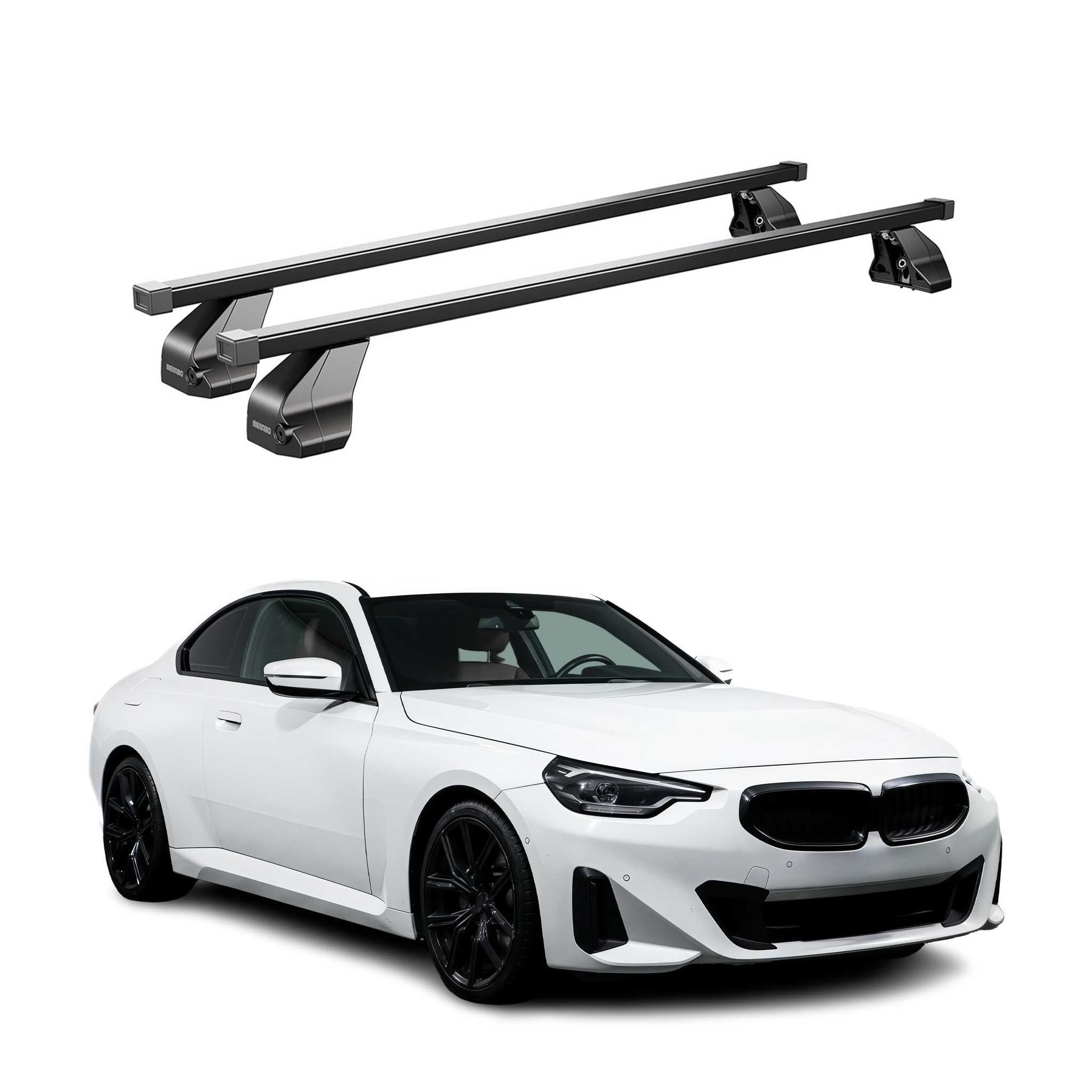 Top Roof Racks Cross Bars fits BMW 2 Series Gran Coupé 2019-2024 Black Steel 2x