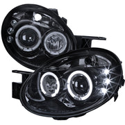 2003-2005 Dodge Neon Dual Halo Projector Headlights Glossy Black/Smoke Lens