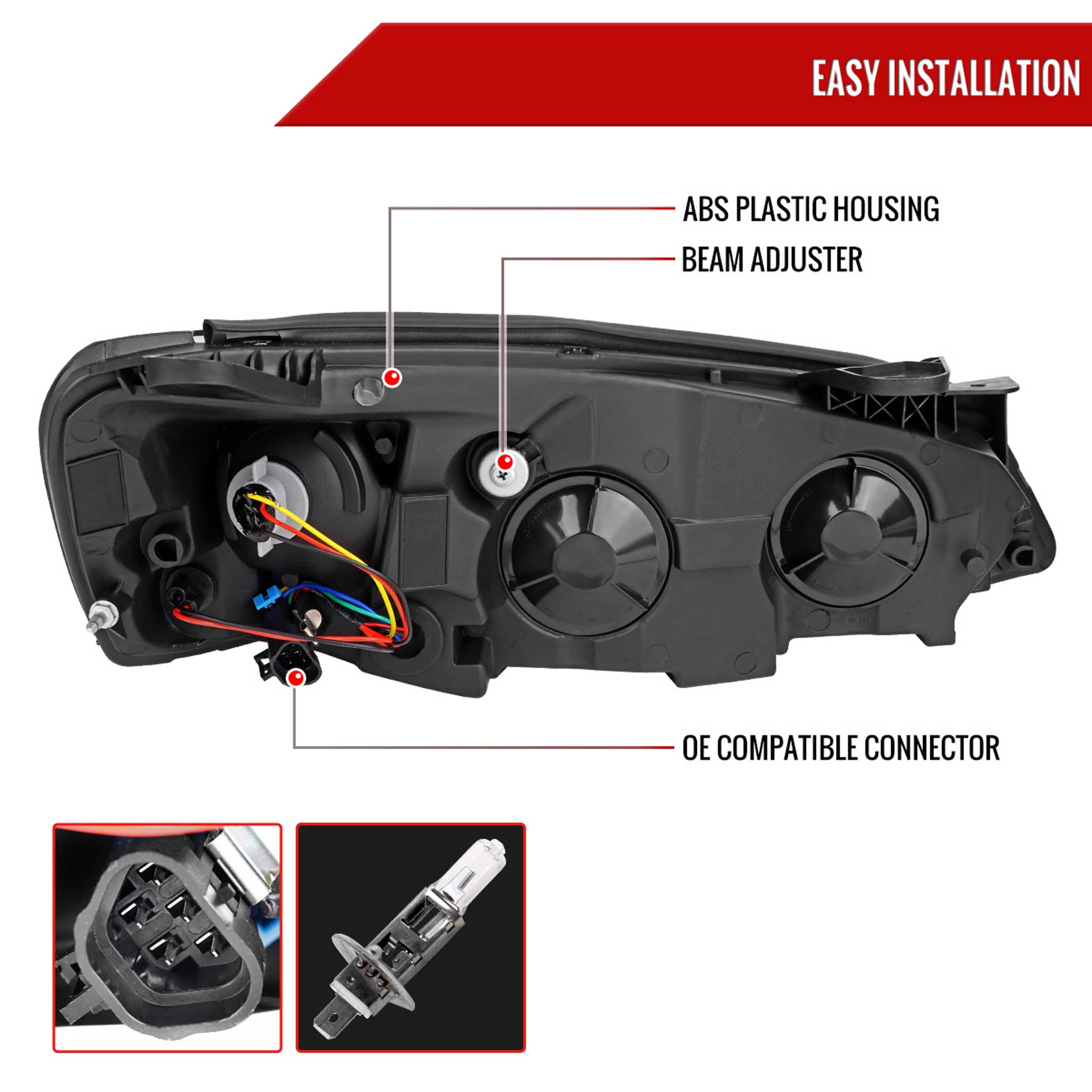 For Pontiac G6 2005-2010 Projector Headlights Sequential LED Strip Black Housing Smoked Lens Switchback