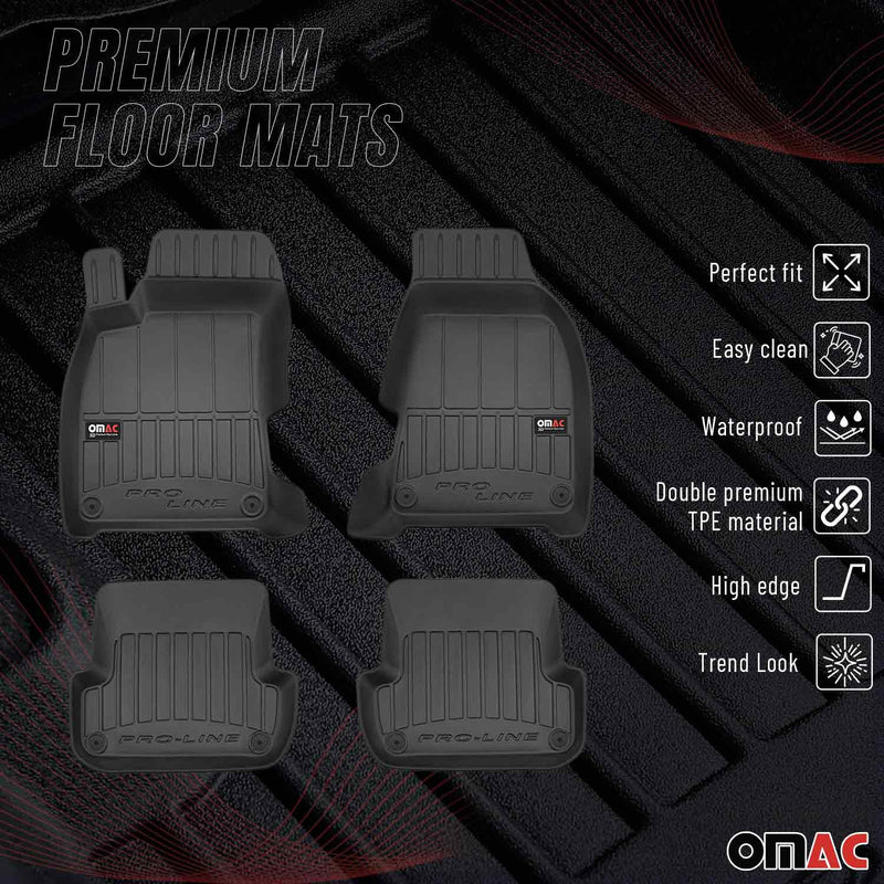 2004-2008 Audi A4 S4 A4 Quattro Sedan Wagon Premium Floor Mats Liners Full Set All Weather Heavy Duty Black