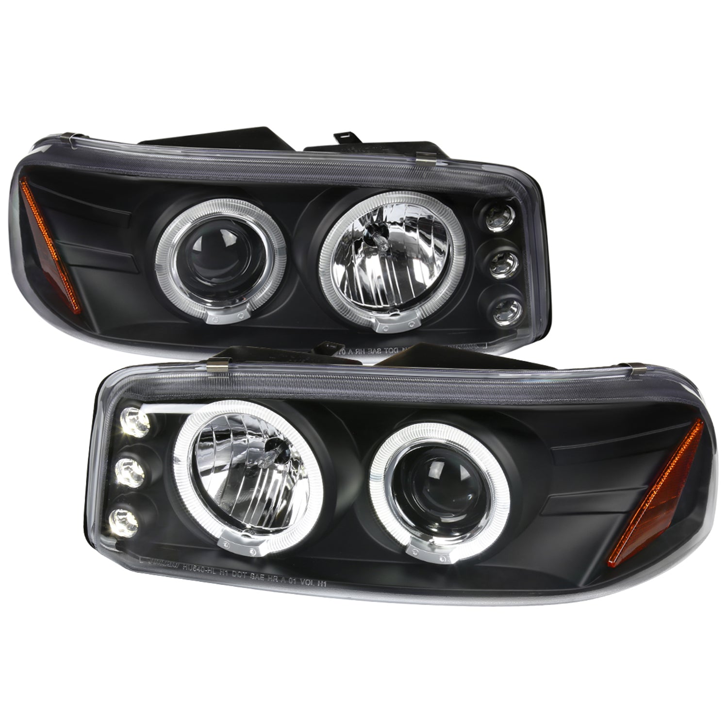 1999-2006 GMC Sierra/Yukon/Yukon XL Dual Halo Projector Headlights Matt Black