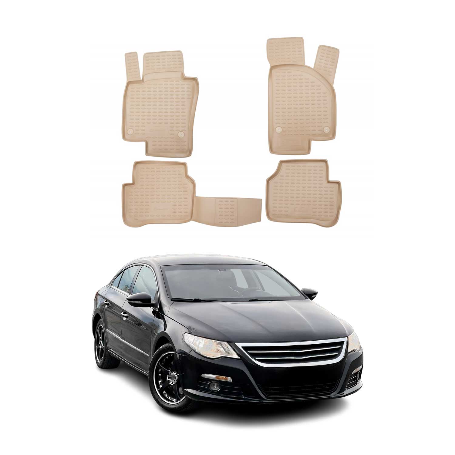 2009-2017 VW CC OMAC Floor Mats Liner Beige TPE All-Weather 4 Pcs