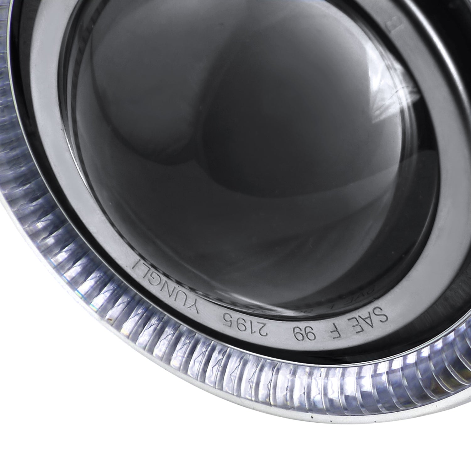 Universal 12V/55W H7 Projector Fog Lights Kit w/ RGB LED Halo Rim Chrome/Clear