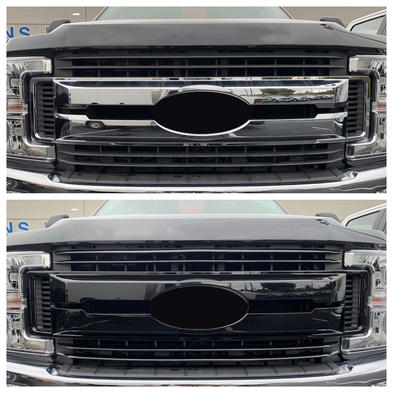 2017-2019 Ford F-250/350 Grille Overlay Gloss Black 5Pcs ABS Plastic