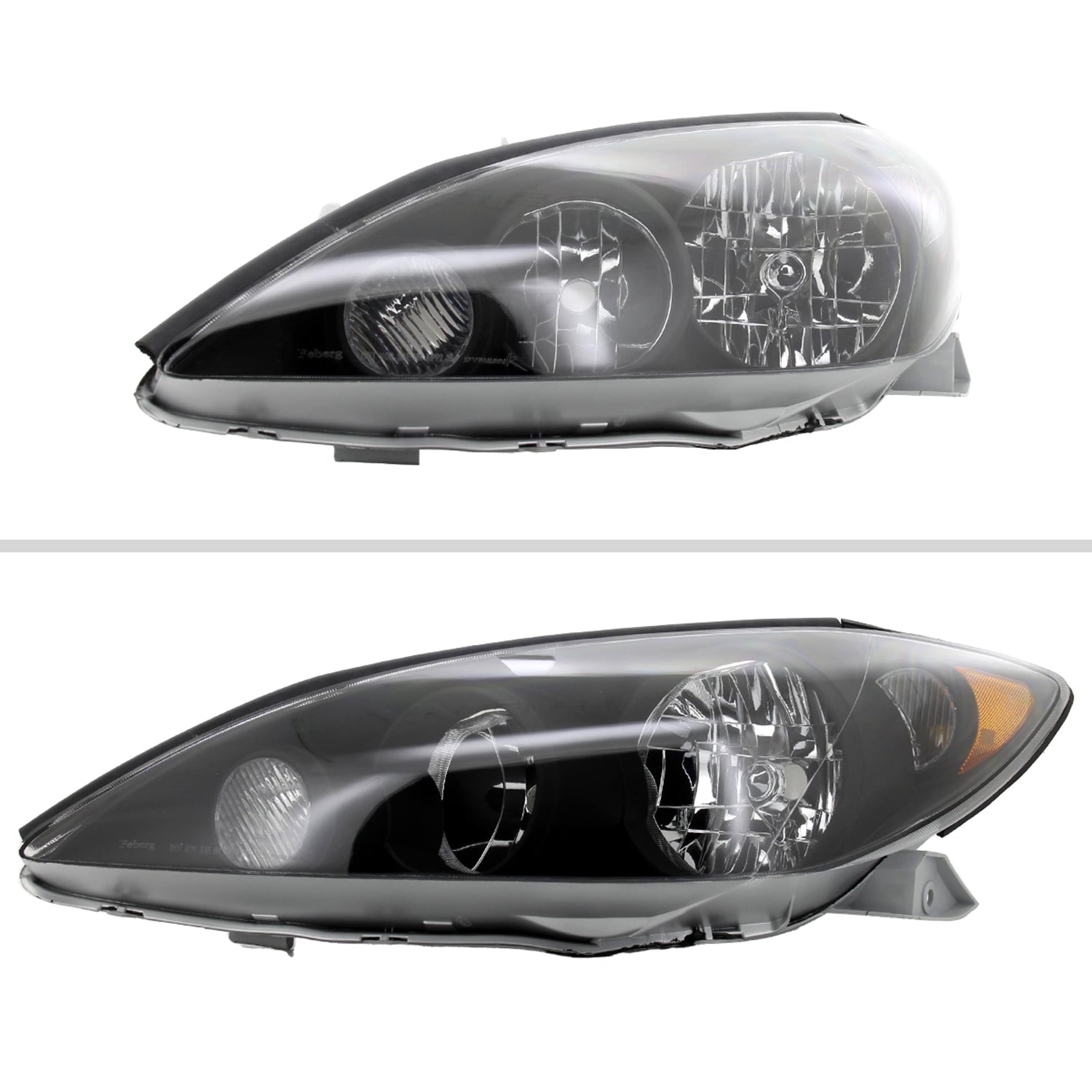 2005-2006 Toyota Camry Factory Crystal Headlights Amber Reflector Matt Black