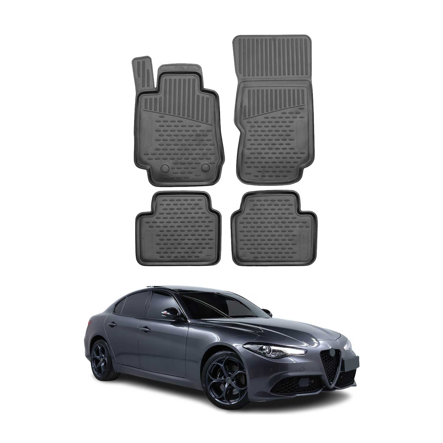 2017-2026 Alfa Romeo Giulia Floor Mats Liners Full Set All Weather Black