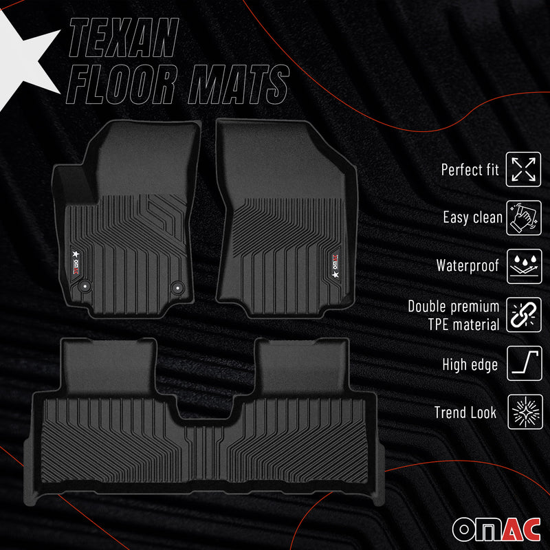 2018-2024 GMC Terrain / Terrain Denali Premium Floor Mats Liners First and Second Row Set Black