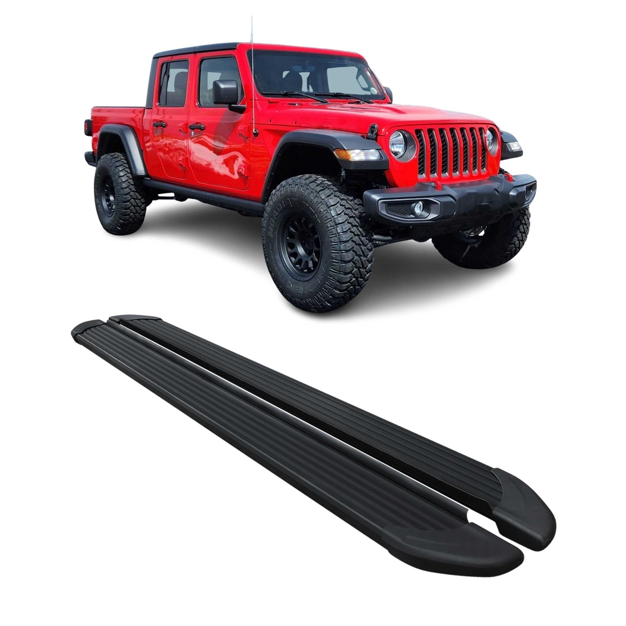 2020-2025 Jeep Gladiator Crew Cab Nerf Bar Side Step Running Boards Alu 2x