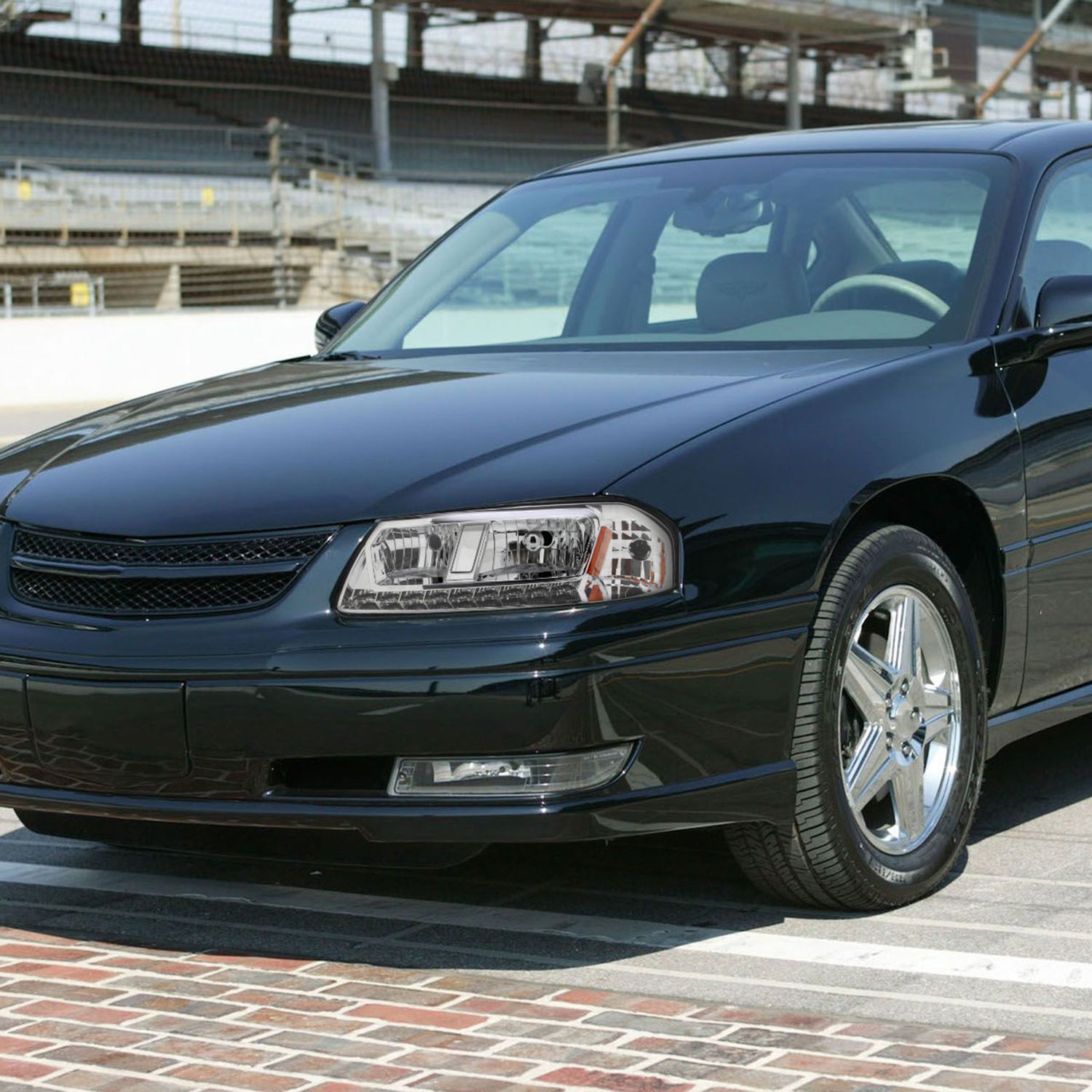 2000-2005 Chevy Impala Crystal Headlights w/ SMD LED Light Strip Chrome/Clear