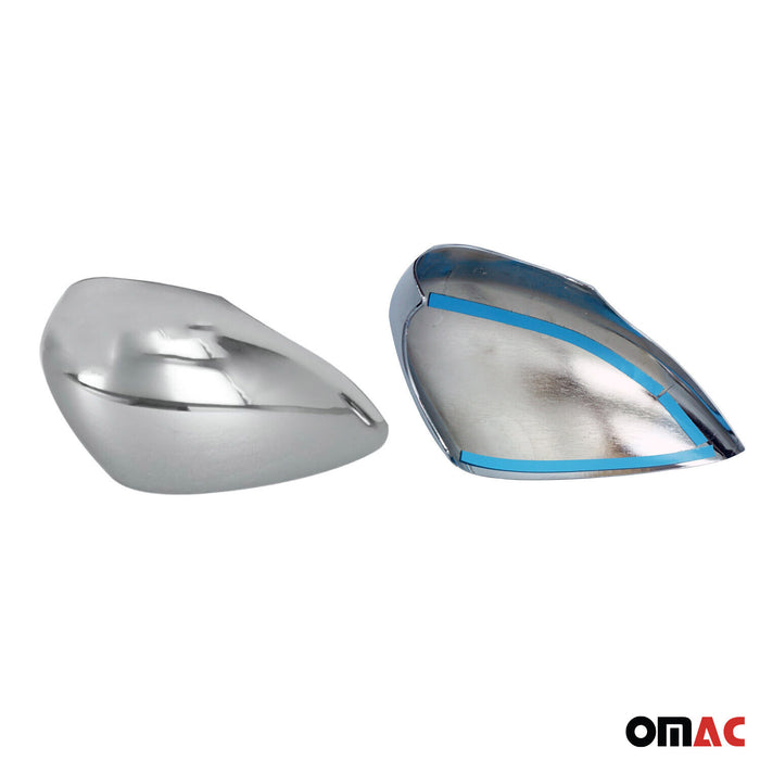 Side Mirror Cover Caps Fits Ford Fiesta / B-Max 2011-2019 Chrome Steel Silver 2x